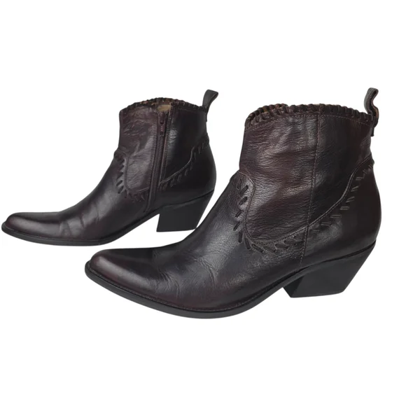 GIANNI BINI Leather Dandy Brown Western Style Booties size 7 - Picture 7 of 13